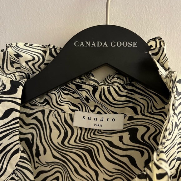 SANDRO 100 % SILK Salome belted zebra-print silk-twill dress - Small - Picture 14 of 16